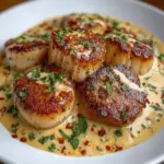 Seared Scallops with Spicy Cajun Cream Sauce