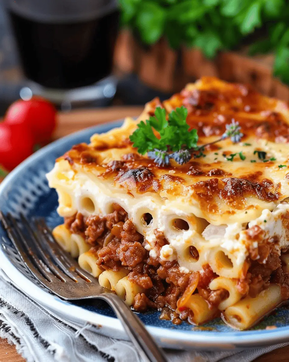 Easy Homemade Greek Pastitsio with Turkey Bacon and Chicken Ham