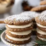Ginger Molasses Sandwich Cookies with Eggnog Frosting