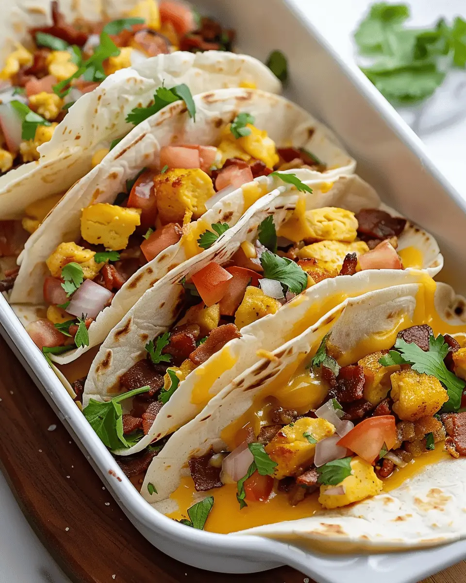 Tasty Baked Breakfast Tacos with Turkey Bacon and Chicken Ham