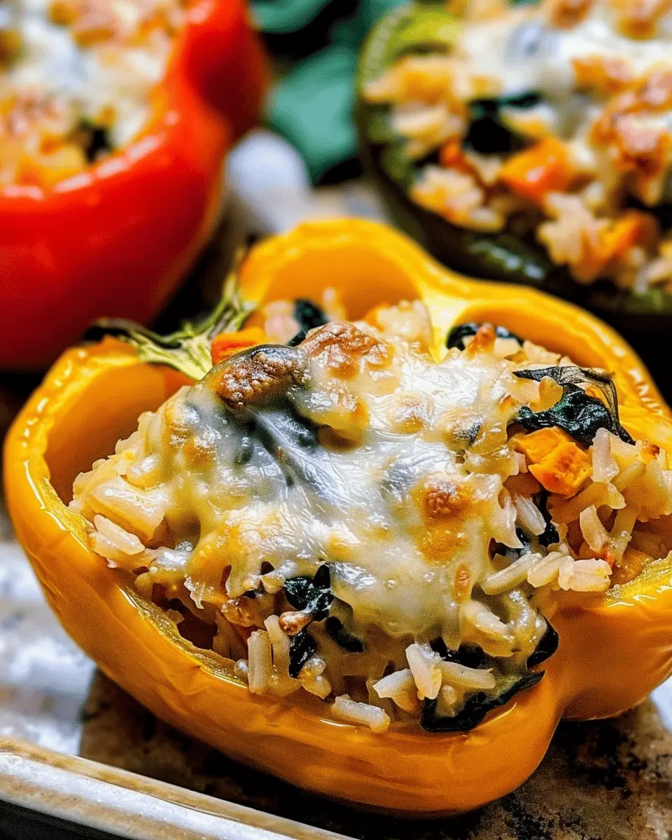 Creamy Chicken, Spinach and Rice Stuffed Peppers Made Simple