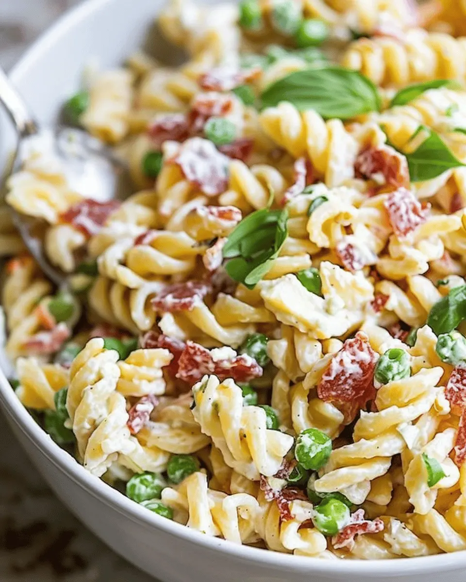 Creamy Pasta Salad with Turkey Bacon and Chicken Ham Delights