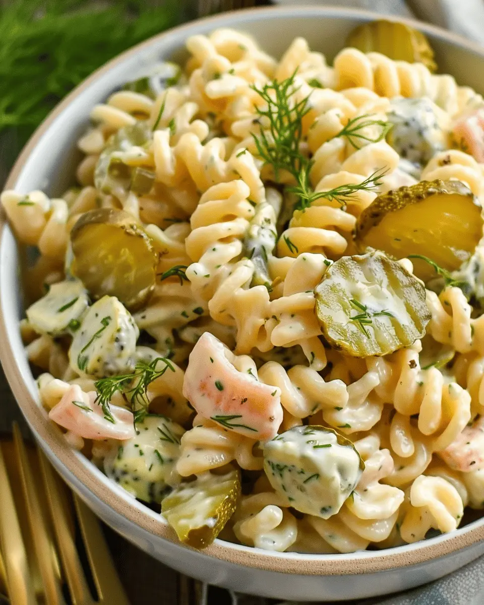 Simple Dill Pickle Pasta Salad with Turkey Bacon for a Fresh Twist