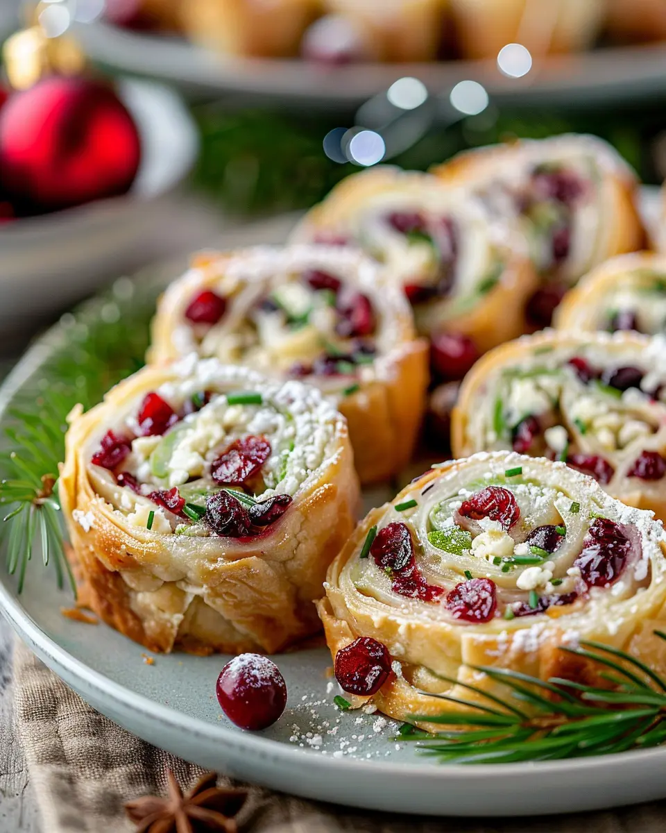 Savory Christmas Cranberry Roll Ups with Turkey Bacon Delight