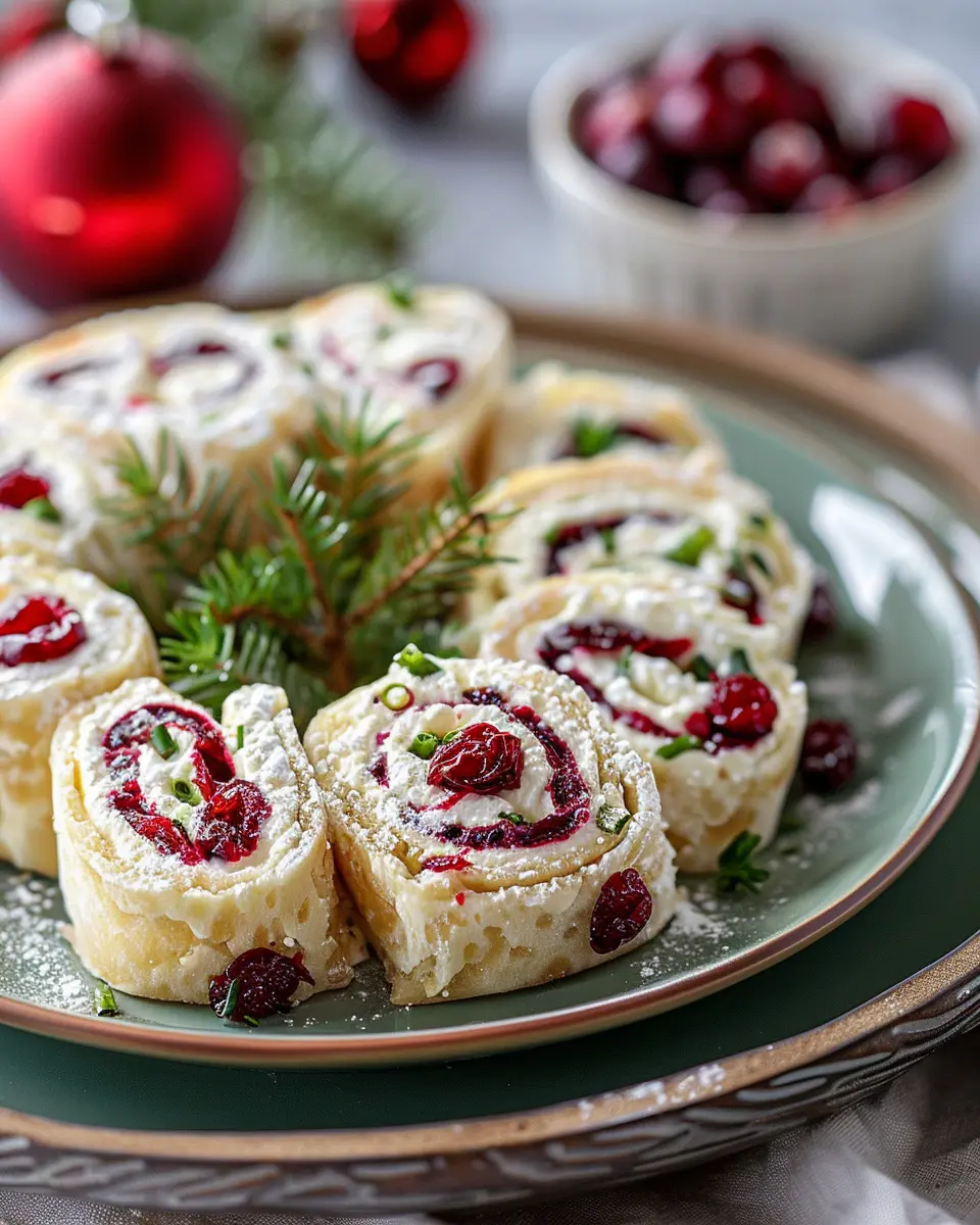 Savory Christmas Cranberry Roll Ups with Turkey Bacon and Chicken Ham