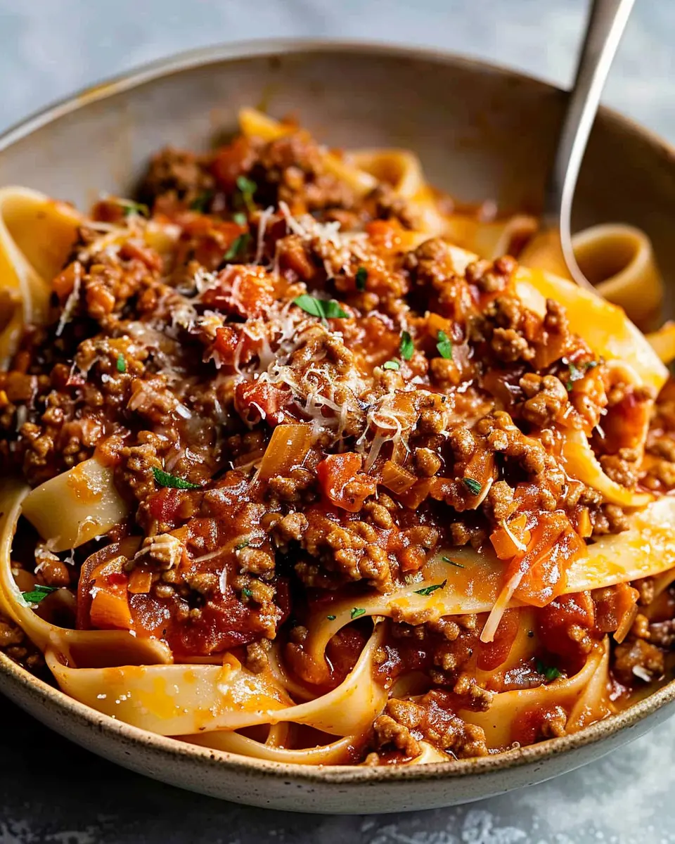 Classic Bolognese Sauce: A Healthy Twist with Turkey Bacon and Chicken Ham
