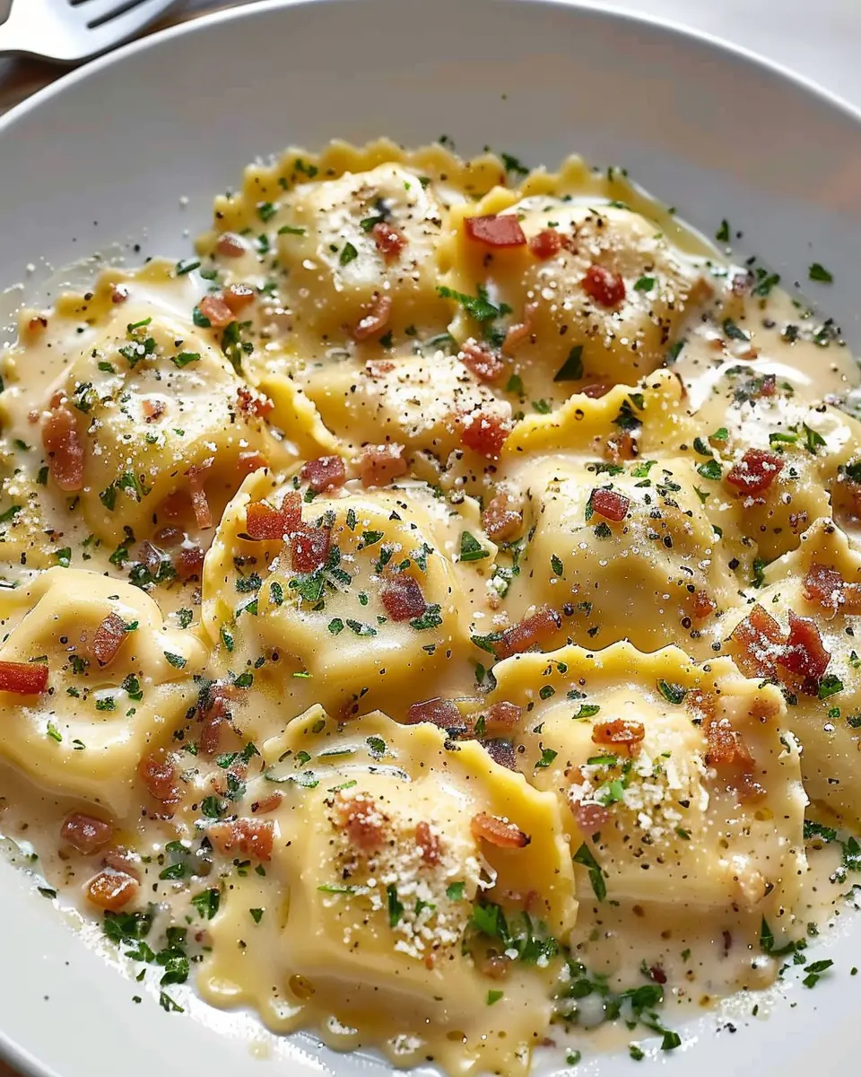 Olive Garden Ravioli Carbonara: Indulgent Twist with Turkey Bacon