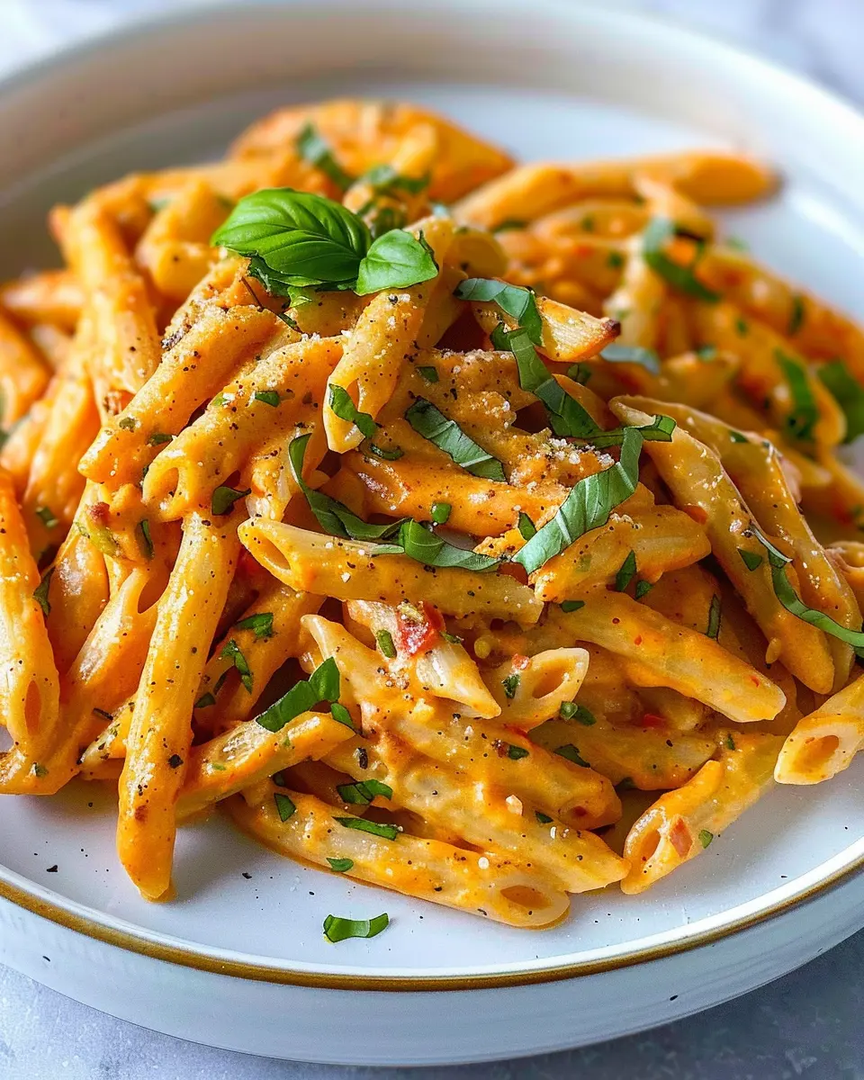 Easy roasted red pepper pasta sauce: A creamy delight with turkey bacon