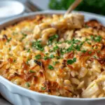 French Onion Chicken Orzo Casserole