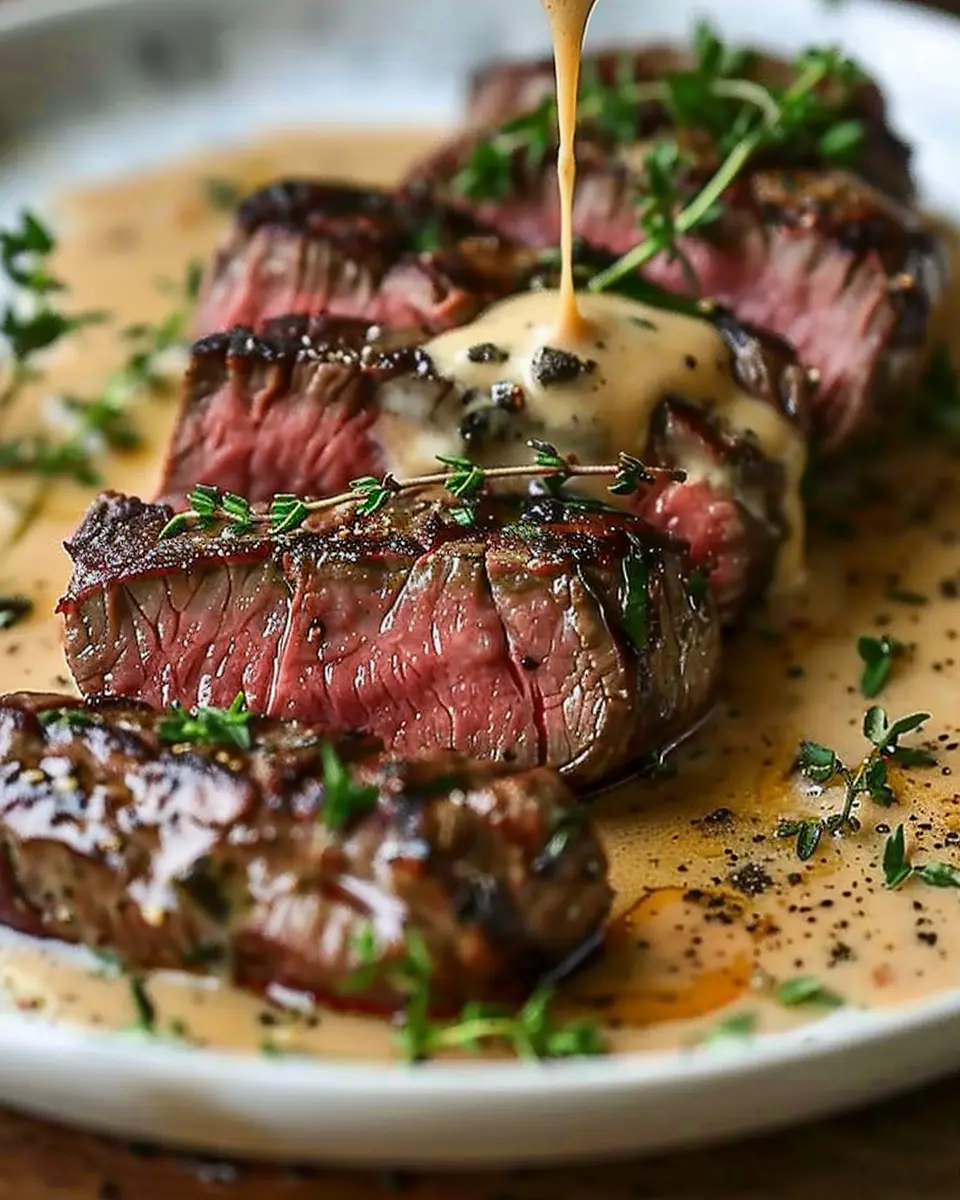 French Seared Steak with Indulgent Cognac Cream Sauce Recipe