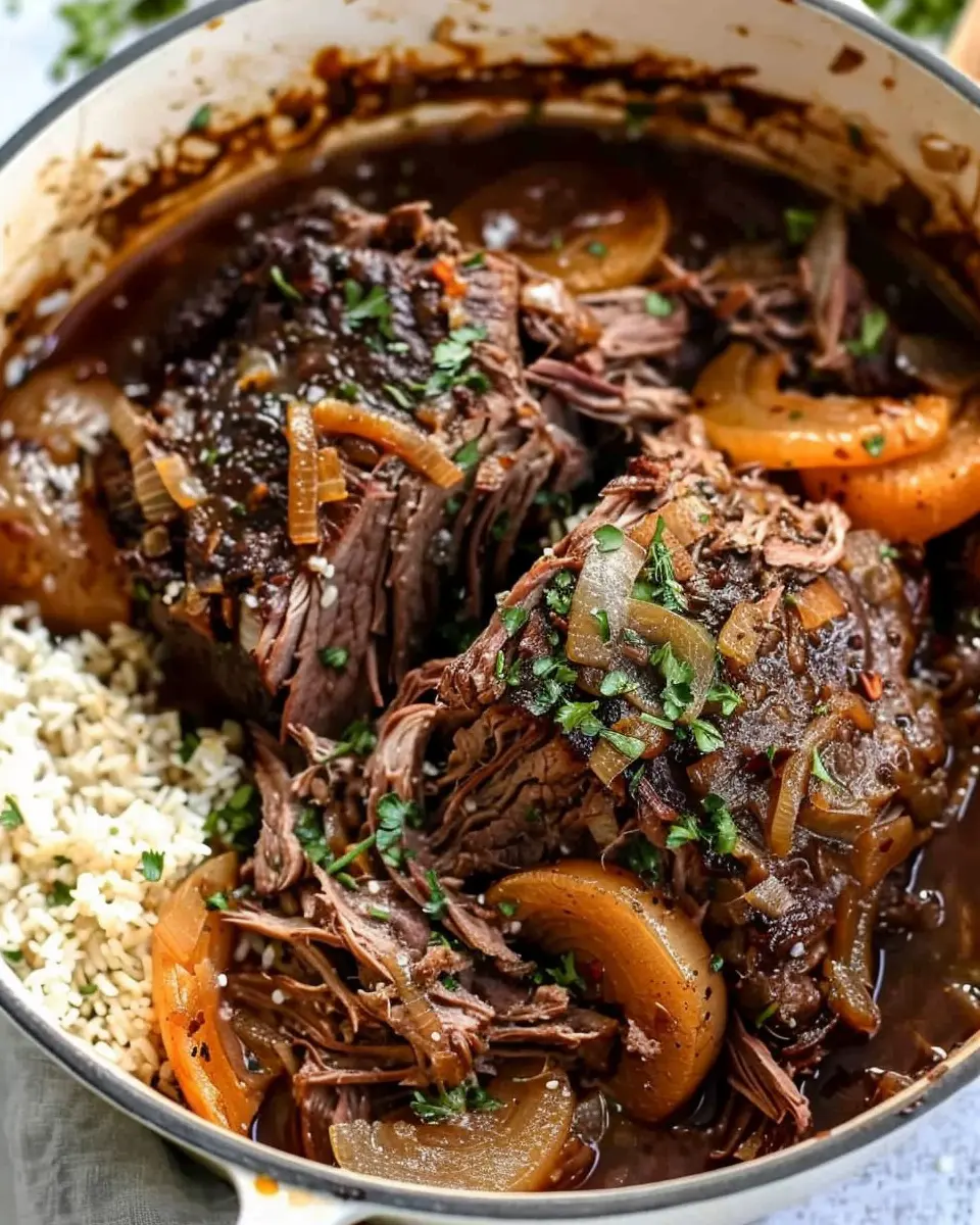 Cider Braised Pot Roast: A Juicy Twist with Caramelized Onions and Cauliflower Rice