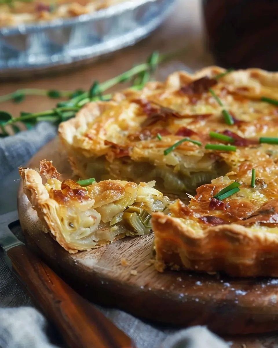 Flamiche aux Poireaux: Easy French Tart with Turkey Bacon and Cheese