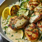 Creamy Lemon Butter Chicken with Crispy Zucchini Delight