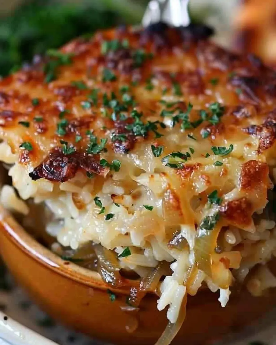 French Onion Soup Rice with Turkey Bacon: A Cozy Comfort Dish