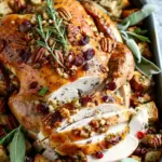 Sheet Pan Herb Roasted Turkey and Cranberry Pecan Stuffing