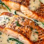 Tuscan Salmon with Parmesan Cream Sauce