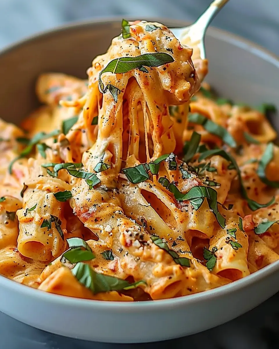 Amazing Creamy Tomato Garlic Pasta with Turkey Bacon Delight