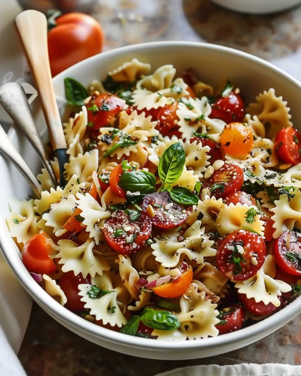 Bruschetta Pasta Salad: Easy and Delicious with Turkey Bacon