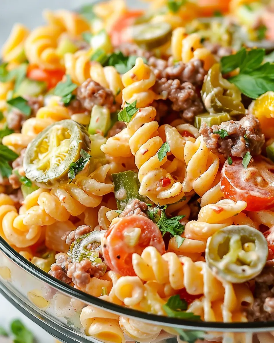 Big Mac Pasta Salad: Indulgent Twist with Turkey Bacon and Chicken Ham
