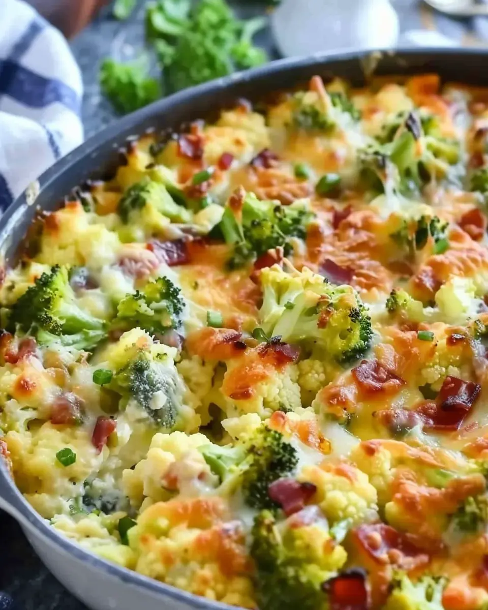 Loaded Cauliflower Broccoli Casserole