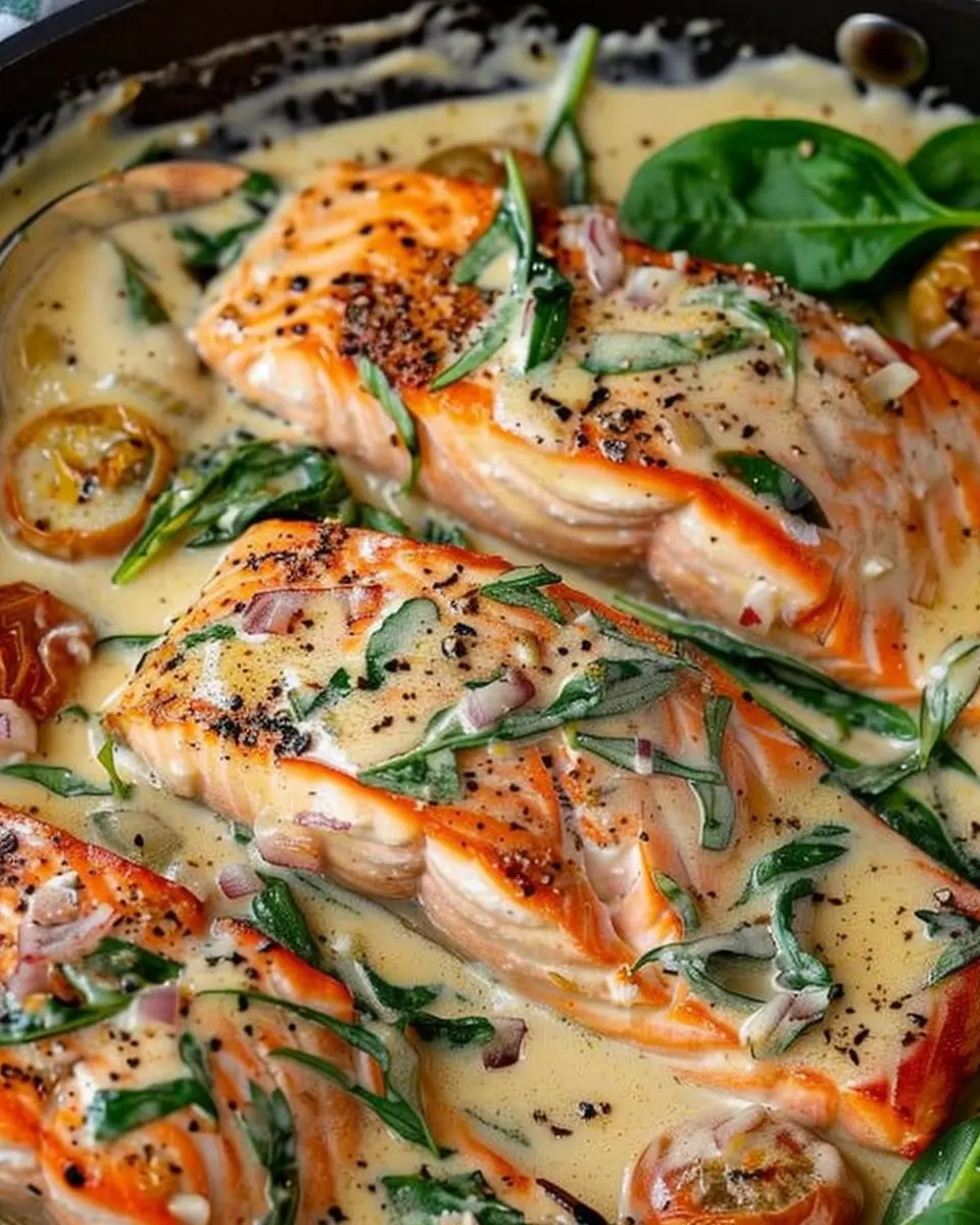 Creamy Tuscan Salmon: Easy Recipe with Turkey Bacon Delight