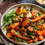 Roasted Carrot and Lentil Salad with Hummus