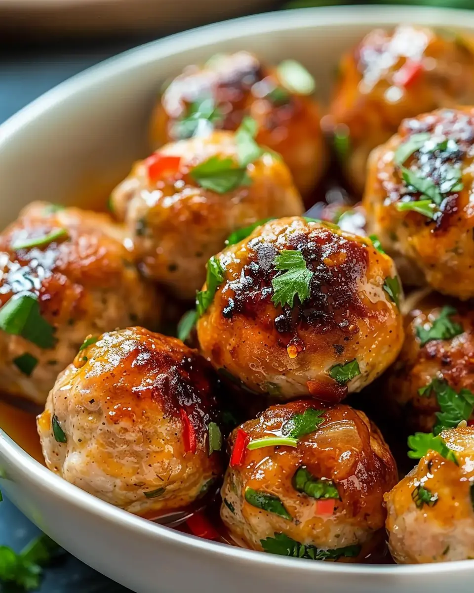 Easy Thai Baked Chicken Meatballs with Juicy Turkey Bacon Twist