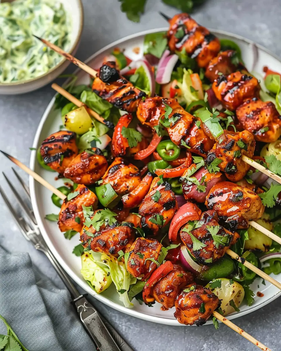 BBQ Chicken Skewer Salad