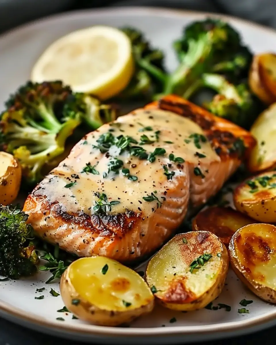 Lemon Butter Salmon: The Best Recipe with Crispy Potatoes &amp; Broccoli