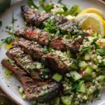 Grilled Skirt Steak with Lemon Herb Couscous Salad