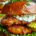 Crispy Fried Fish Sandwich with Dill Pickle Tartar Sauce delights!