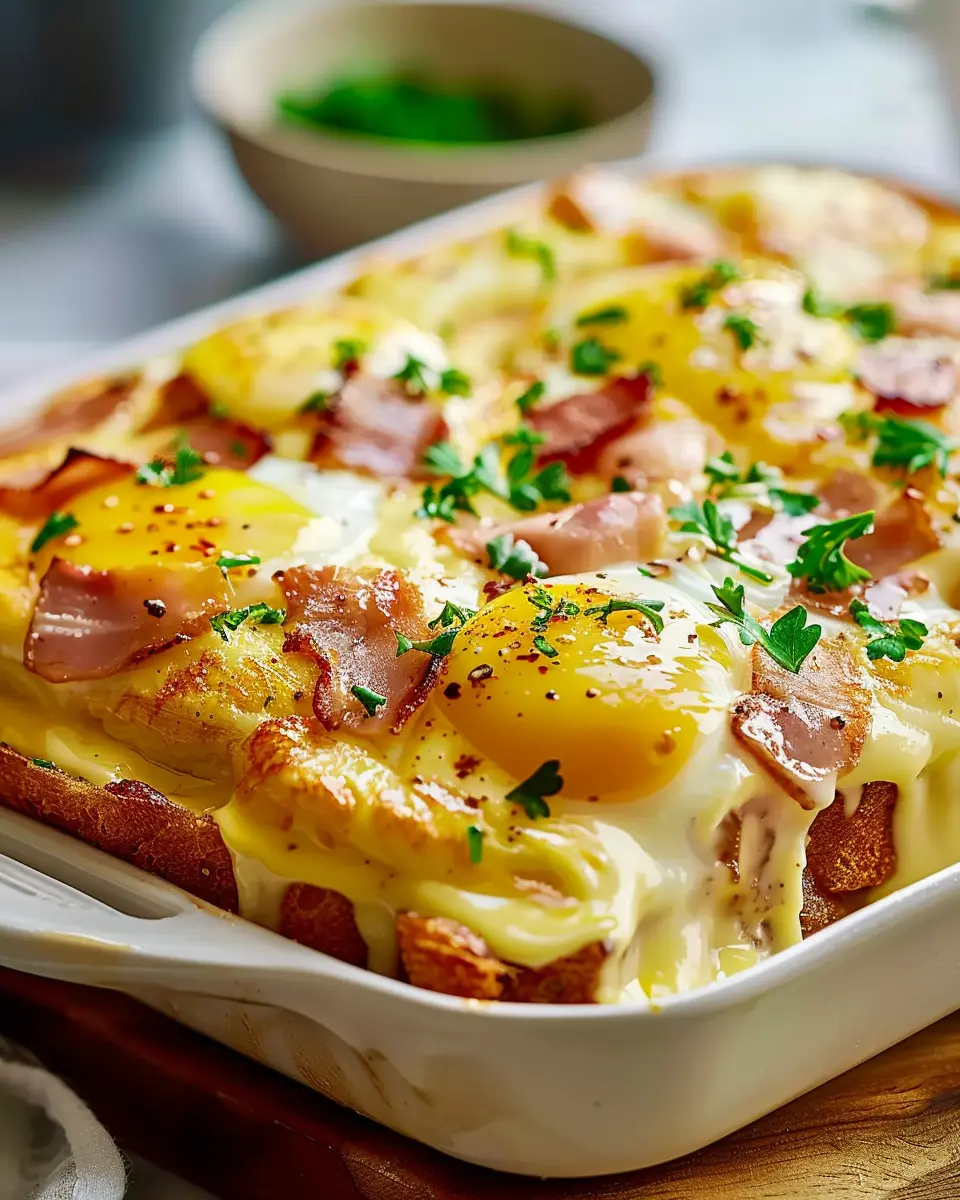 Eggs Benedict Casserole: Easy Turkey Bacon &amp; Chicken Ham Delight