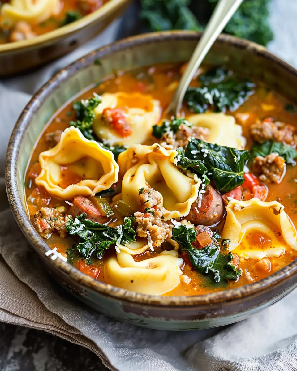 Tortellini Soup with Italian Sausage and Kale: A Cozy Delight